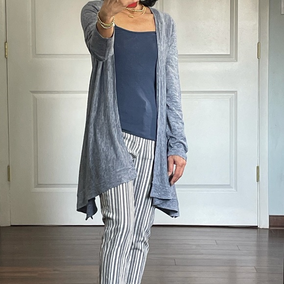 Sweaters - Tahari 100% Linen Open Front Long Cardigan size M